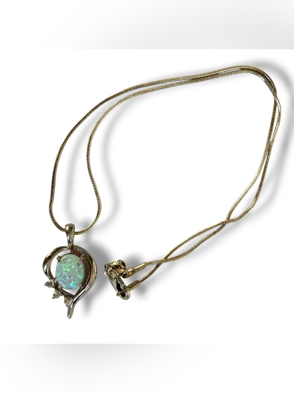 Sterling silver 925 Opal Teardrop Pendant Necklace iridescent jewelry gift
